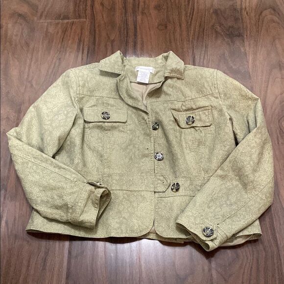 Worthington Sage Green Subtle Snakeskin Pattern Blazer Jacket - Picture 1 of 6